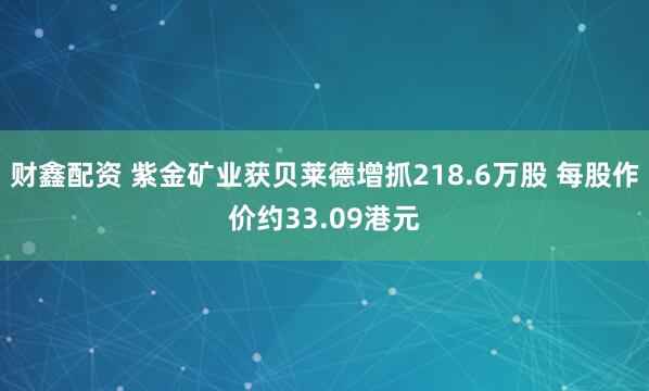 财鑫配资 紫金矿业获贝莱德增抓218.6万股 每股作价约33.09港元