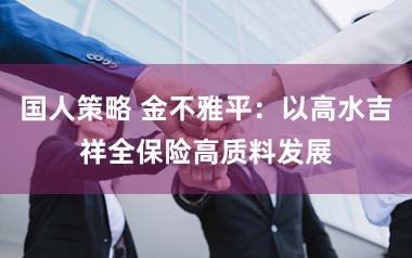 国人策略 金不雅平：以高水吉祥全保险高质料发展